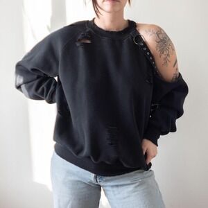 Emma & Sam Distressed Punk Crewneck Sweater